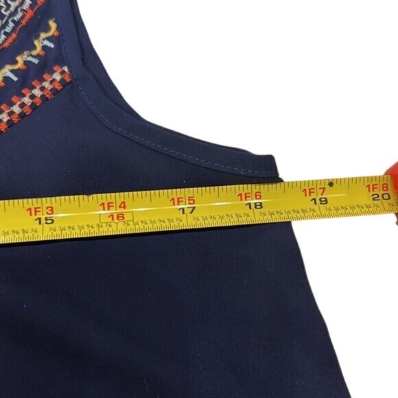 THML Womens Embroidered Navy Sleeveless Blouse Top Size M - Picture 5 of 6